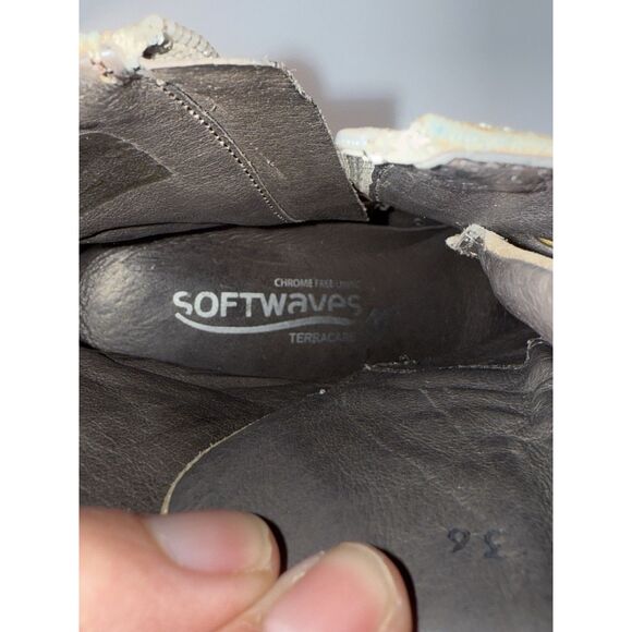 Softwaves Sahara Boots Leather Suede Ribbon Tie Chunky Lug Combat Boho Tan 36/6 - Picture 10 of 16